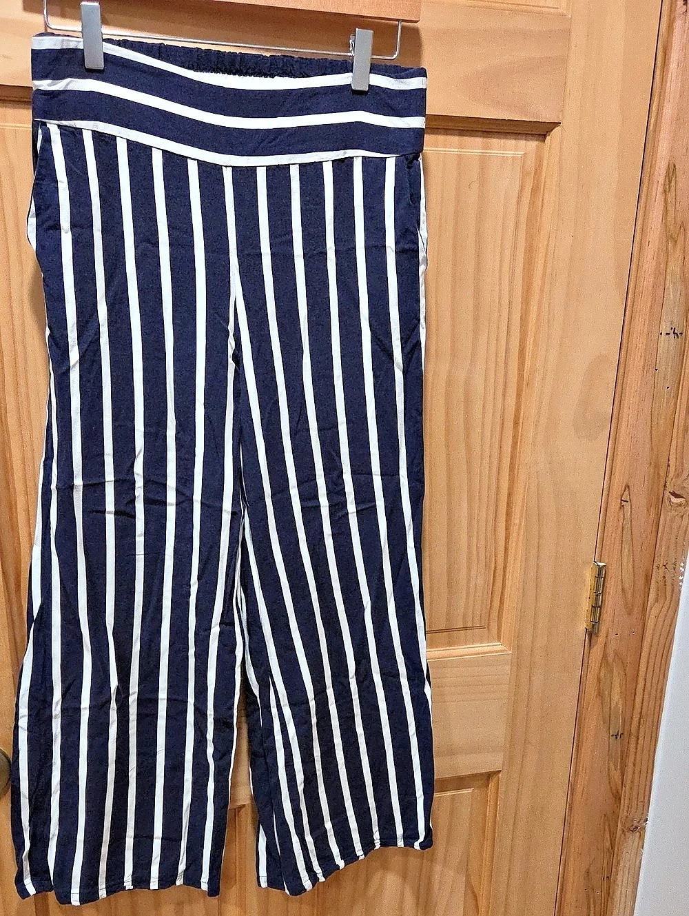 Striped Wide Leg Pants in Blue & White